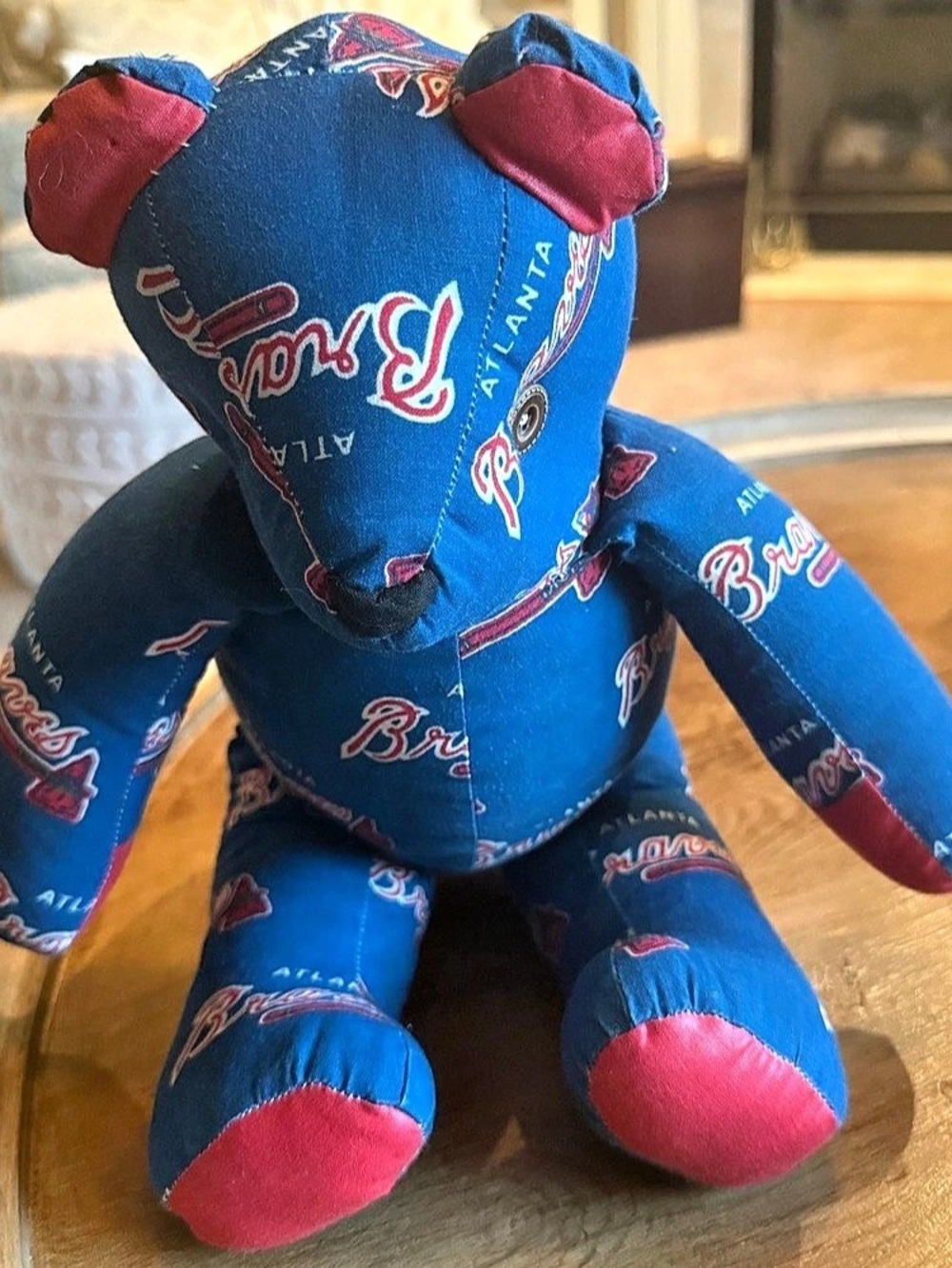 Handmade Atlanta Braves Memory Teddy Bear Plush - MLB Fan Keepsake
